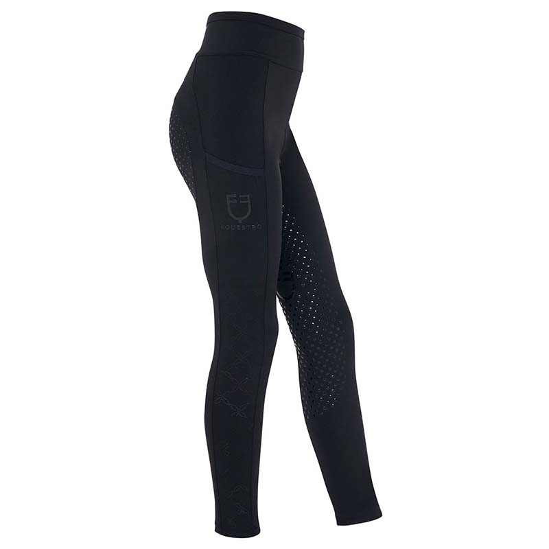 Summer Riding Leggings Equestro for Girl Full grip - perforated leg detail - 9788