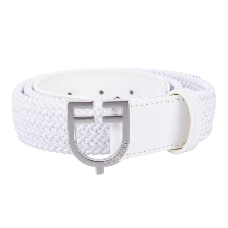 Equiline Unisex Elastic Belt in leather with Logo Buckle - 9819
