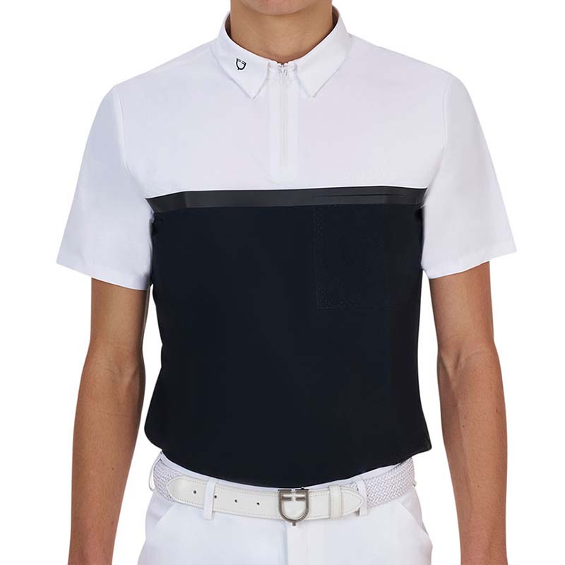 Competition Polo for Men Equestro Ridertechnology with zip and short sleeve - 9951