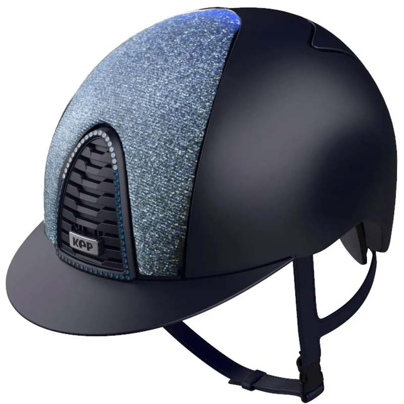 KEP Italia Cromo 2.0 Textile Helmet, blue / Front Galassia light blue with Swarovski Crystals
