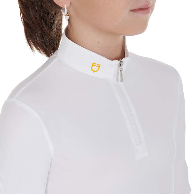 Equestro Show Polo for Girls Long sleeve w/fleece lining, model Warm+ - 9751
