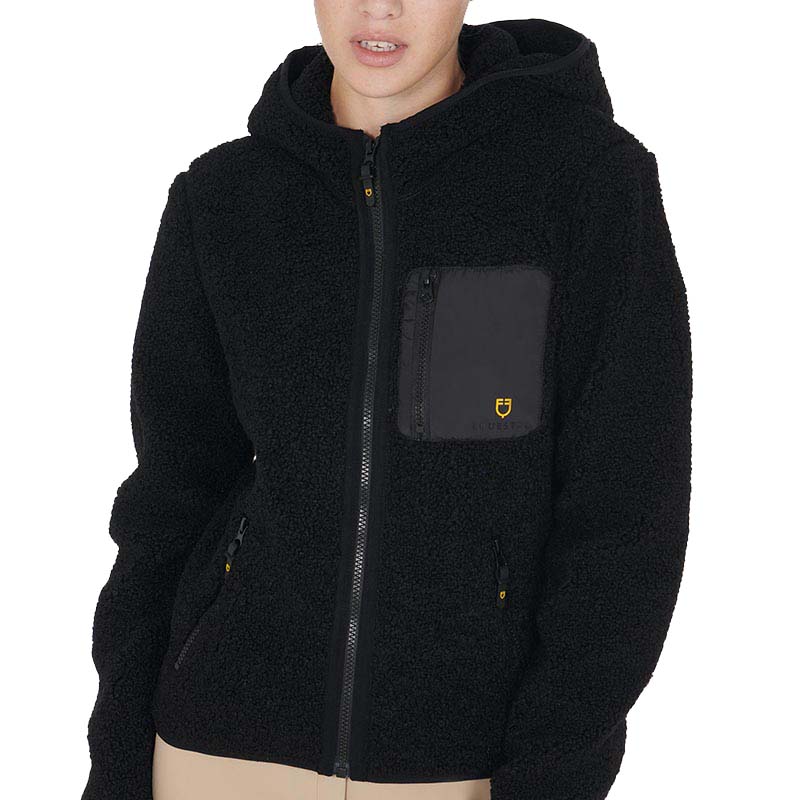 Equestro teddy jacket for women in soft plush with hood