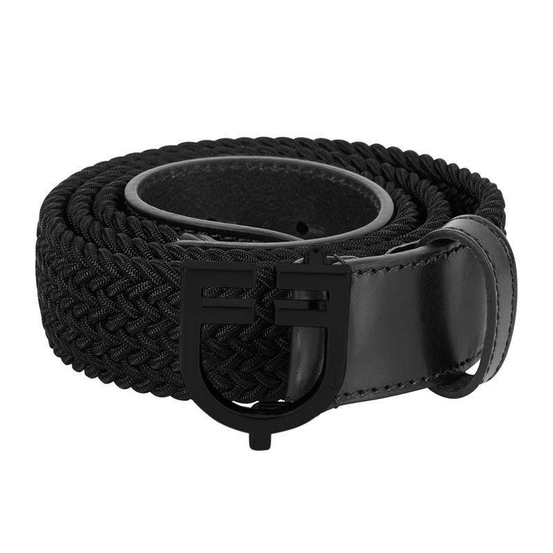 Equestro Unisex Braided Elastic Belt with Logo Buckle - 9475