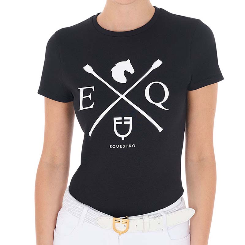 Equestro women's t-shirt w/icons print - 9901