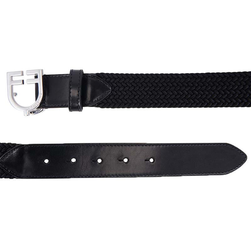 Equiline Unisex Elastic Belt in leather with Logo Buckle - 9819