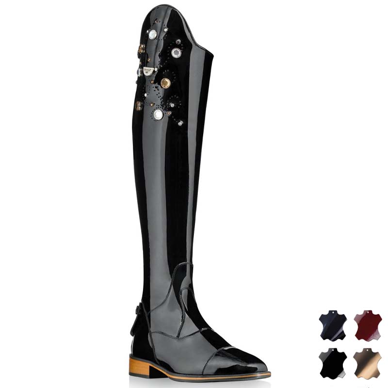 Boots Pioneer varnish with Swarovski, leather sole model Vulcano
