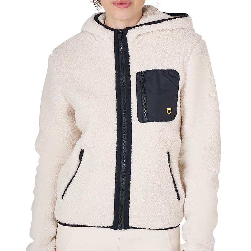 Equestro teddy jacket for women in soft plush with hood - 9731