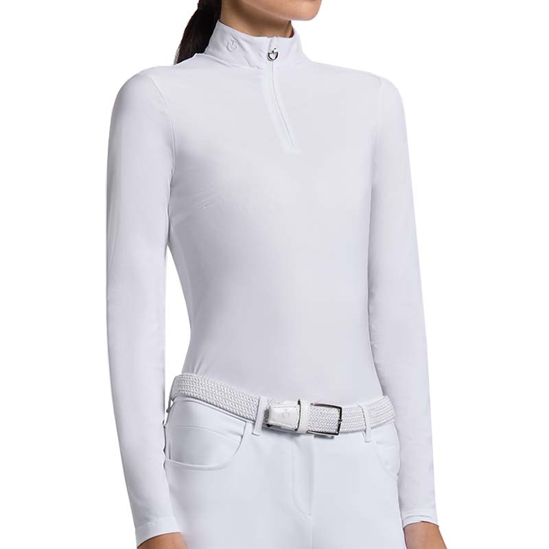 Cavalleria Toscana Competition Polo long sleeve w/Striped back insert - women