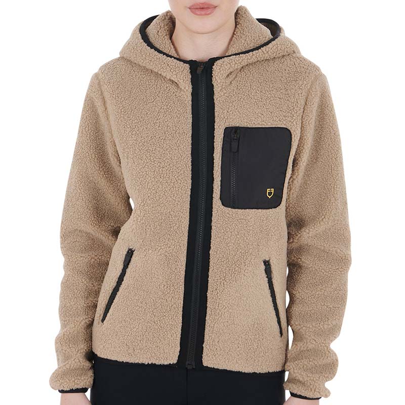 Equestro teddy jacket for women in soft plush with hood - 9731