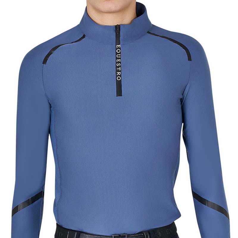 Equestro training polo man long sleeve with zip