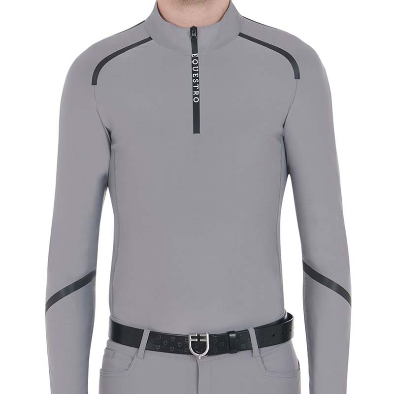 Equestro training polo man long sleeve with zip - 9879
