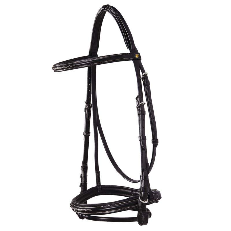 Equestro English Bridle in leather with Deco New embroidery – complete with reins - 2340