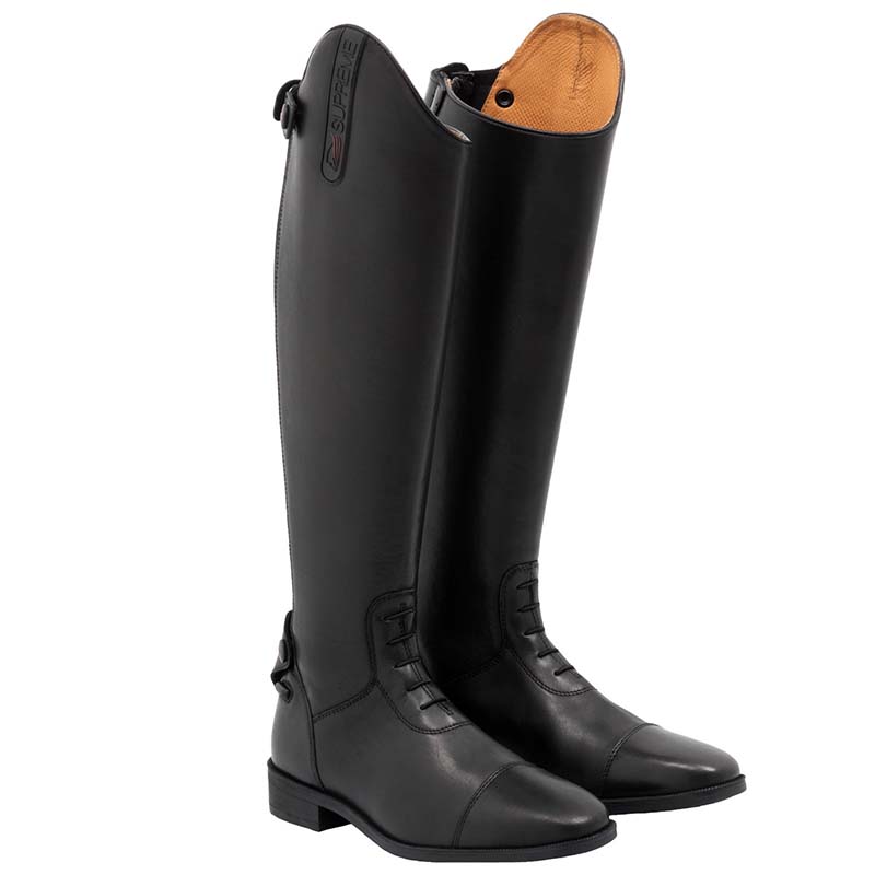 Supreme unisex leather riding boots with laces