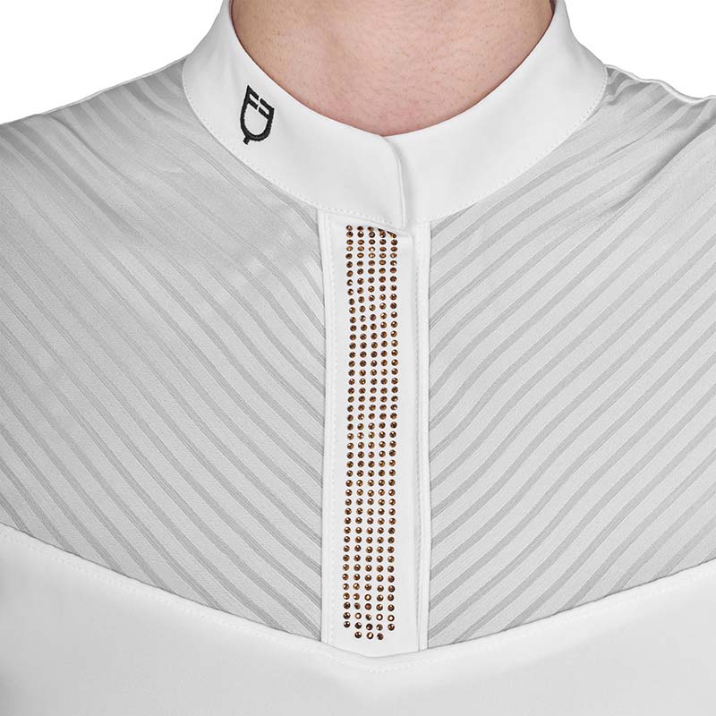 Competition Polo Shirt Equestro for Women silk-effect with rhinestones - 9067