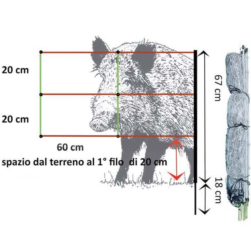 Electric fencing for boar swine and wild animals - 50m reel