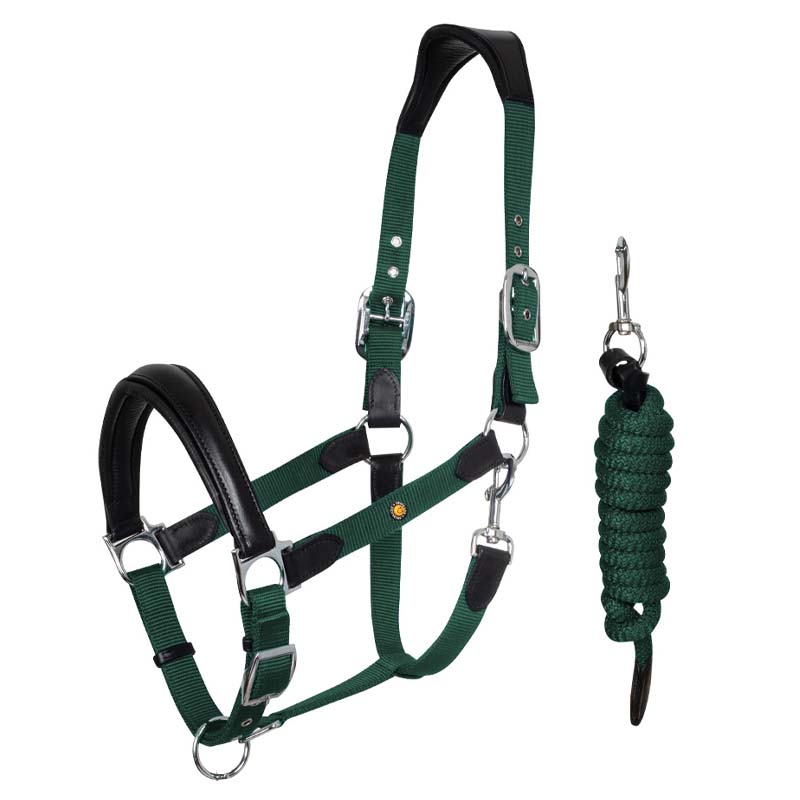 Equestro halter with leather inserts model Lani - 0319