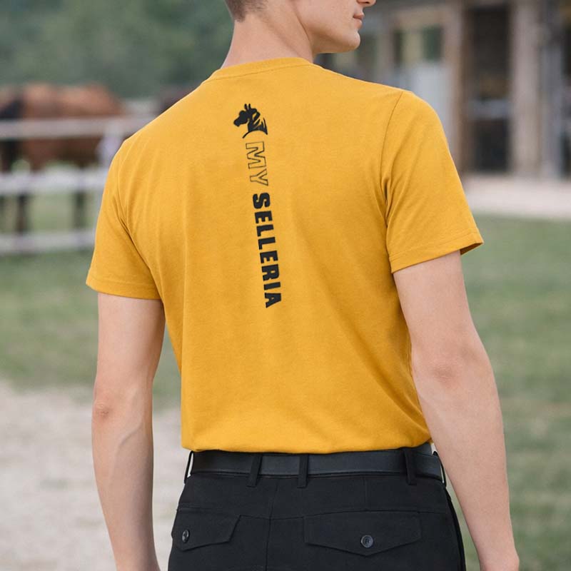 Men's Equestrian T-Shirt STABLE FORCE - mustard edition/black print - 9400