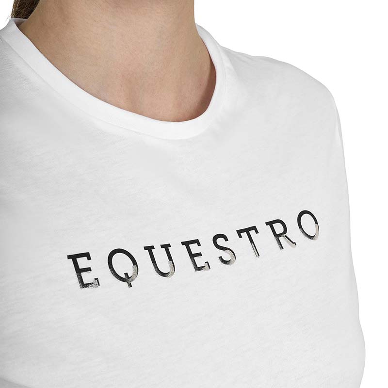 Cotton T-shirt with Laminated Equestro Logo - women - 9058