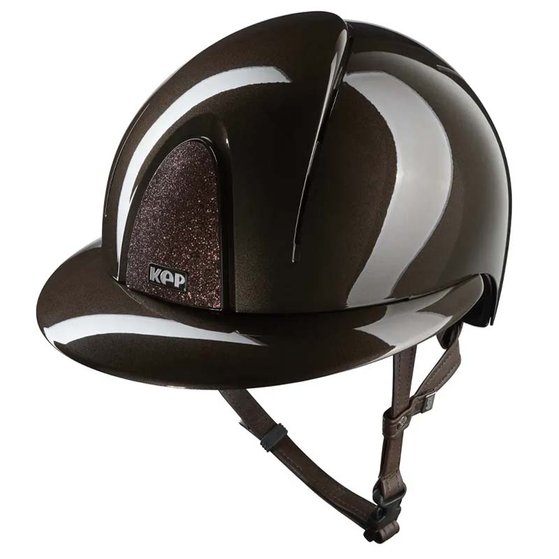 KEP Smart Nova Metal Polish STAR Polo Helmet - wide visor, glossy with sparkling fabric - 3438