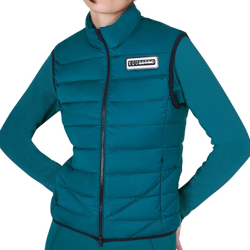 Equestro Women's Padded Vest w/contrast edges and zip