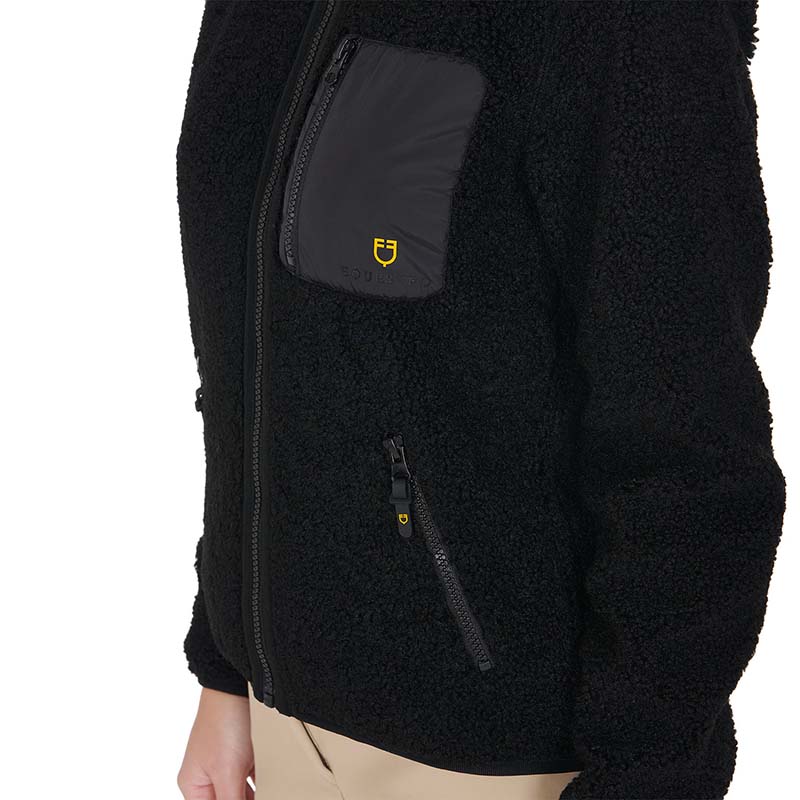 Equestro teddy jacket for women in soft plush with hood - 9731