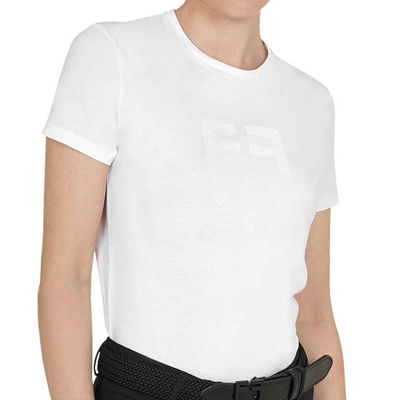 Cotton T-shirt Equestro with glossy Logo - for women - 9059