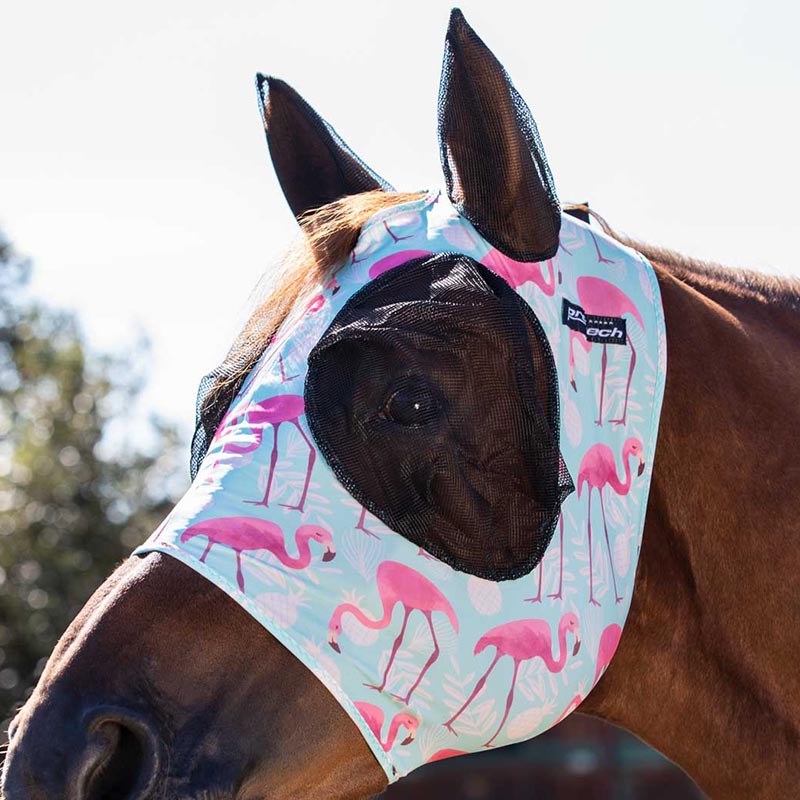 Lycra patterned fly mask with earnet - 0429
