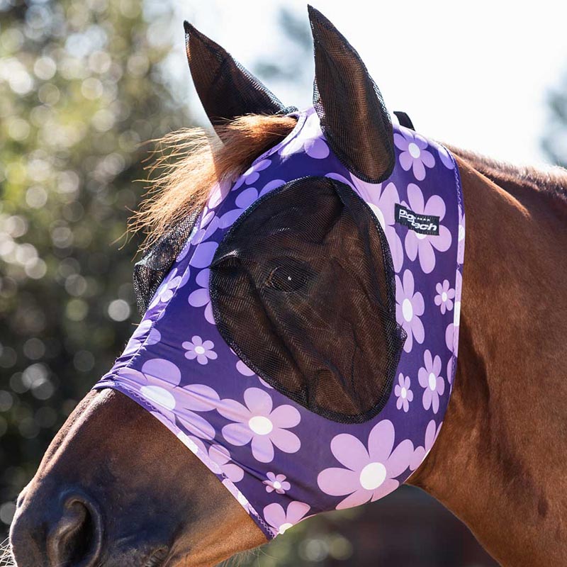Lycra patterned fly mask with earnet - 0429