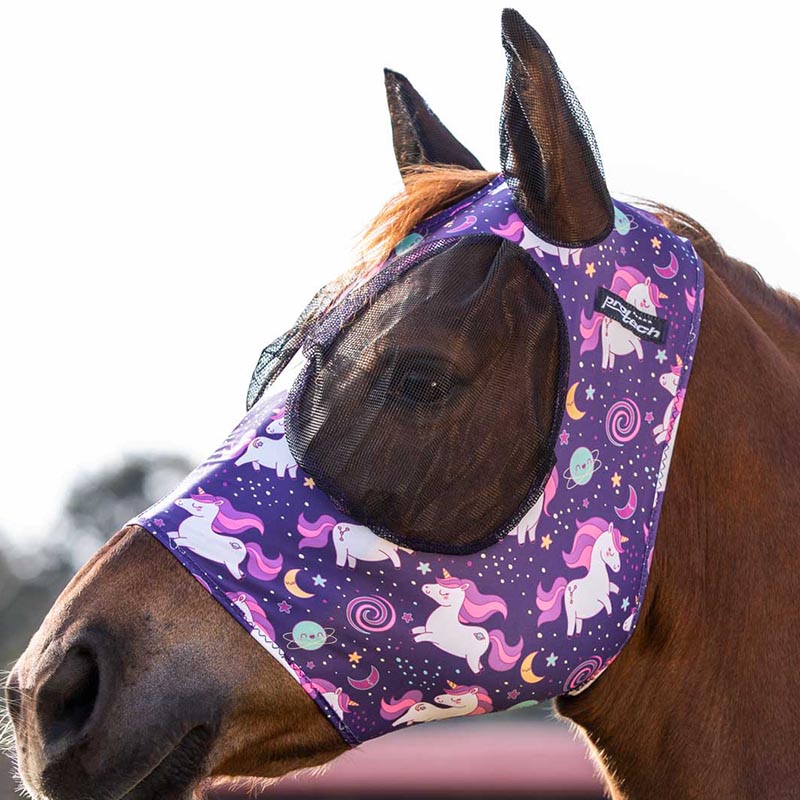 Lycra patterned fly mask with earnet - 0429