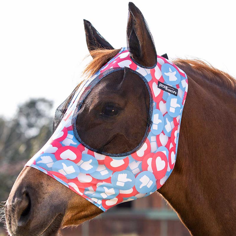 Lycra patterned fly mask with earnet - 0429