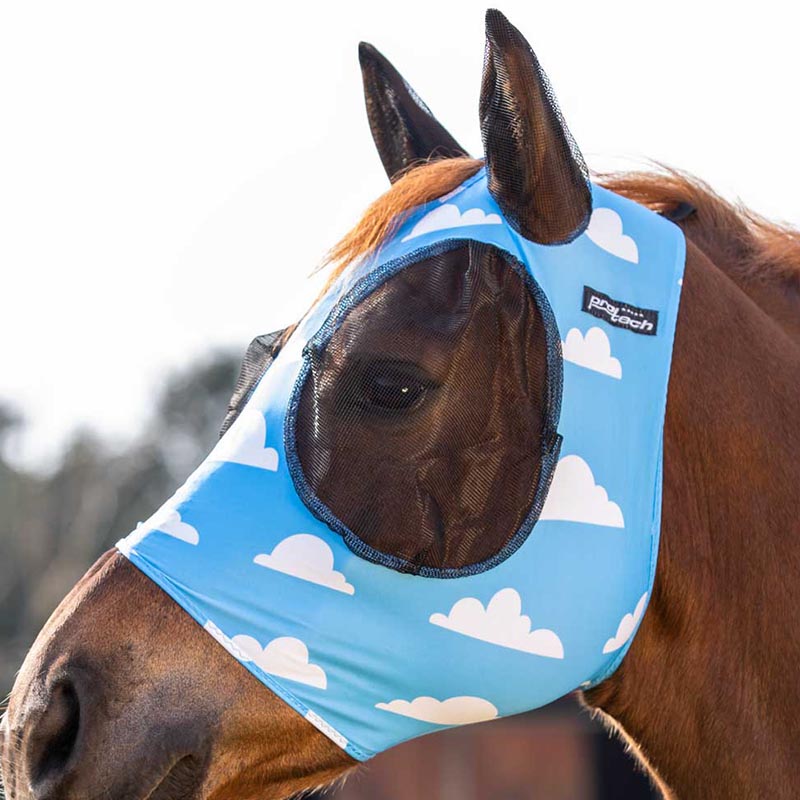 Lycra patterned fly mask with earnet - 0429