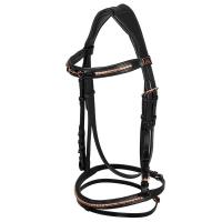 LEATHER ENGLISH BRIDLE WITH REINS SUPREME ROSE GOLD DETAILS