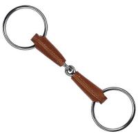 SNAFFLE JOINTED BIT STAINLESS STEEL COVERED IN LEATHER