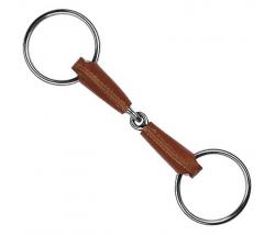 SNAFFLE JOINTED BIT STAINLESS STEEL COVERED IN LEATHER - 2478