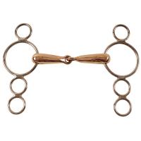 CONTINENTAL GAG BIT 4-RING CHEEKS HOLLOW STAINELSS STEEL COPPER MOUTHPIECE