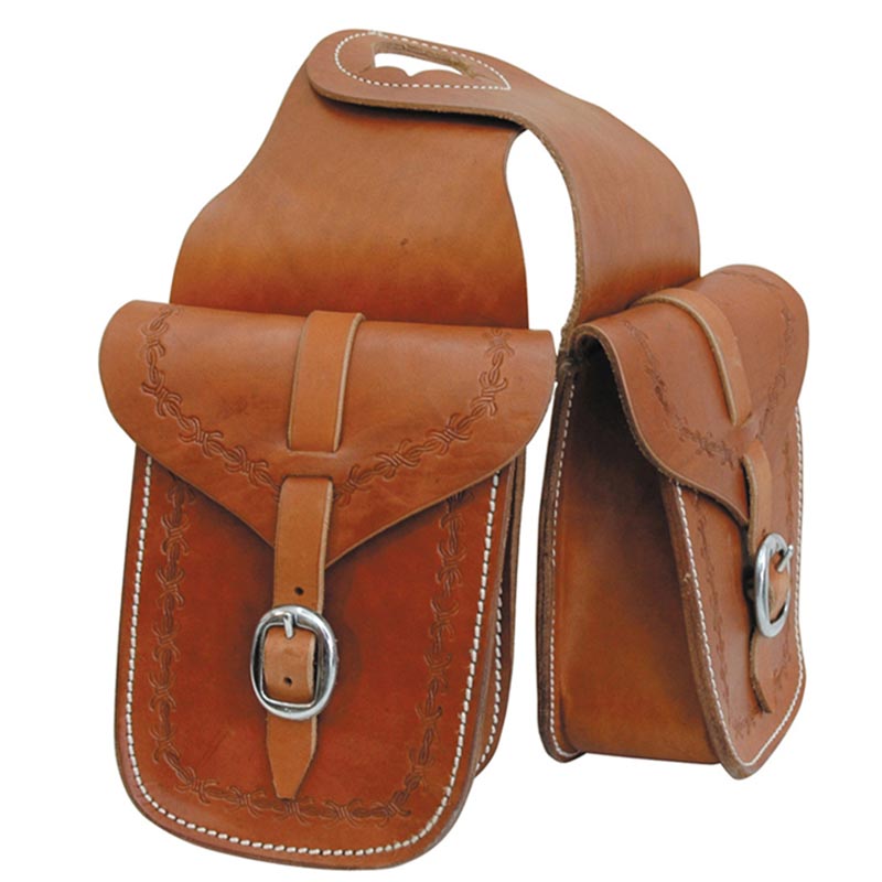 Front saddlebag Lakota border stamp leather