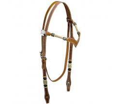 WESTERN BRIDLE WITH BASKET PATTERN AND RAWHIDE BROWBAND - 4333