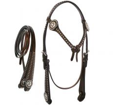 SILVER CRECK WESTERN BRIDLE WITH RIBBON BROWBAND - 4342