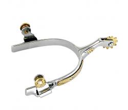 STAINLESS STEEL WESTERN SPURS WITH DECORATED NARROW BANDS - 5136