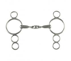 PESSOA GAG BIT STAINLESS STEEL DOUBLE JOINT 4 RING CHEEKS - 2594