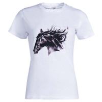 LADIES T-SHIRT CASUAL STYLE WITH DARK HORSE PRINT