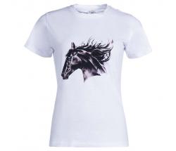 LADIES T-SHIRT CASUAL STYLE WITH DARK HORSE PRINT - 2245