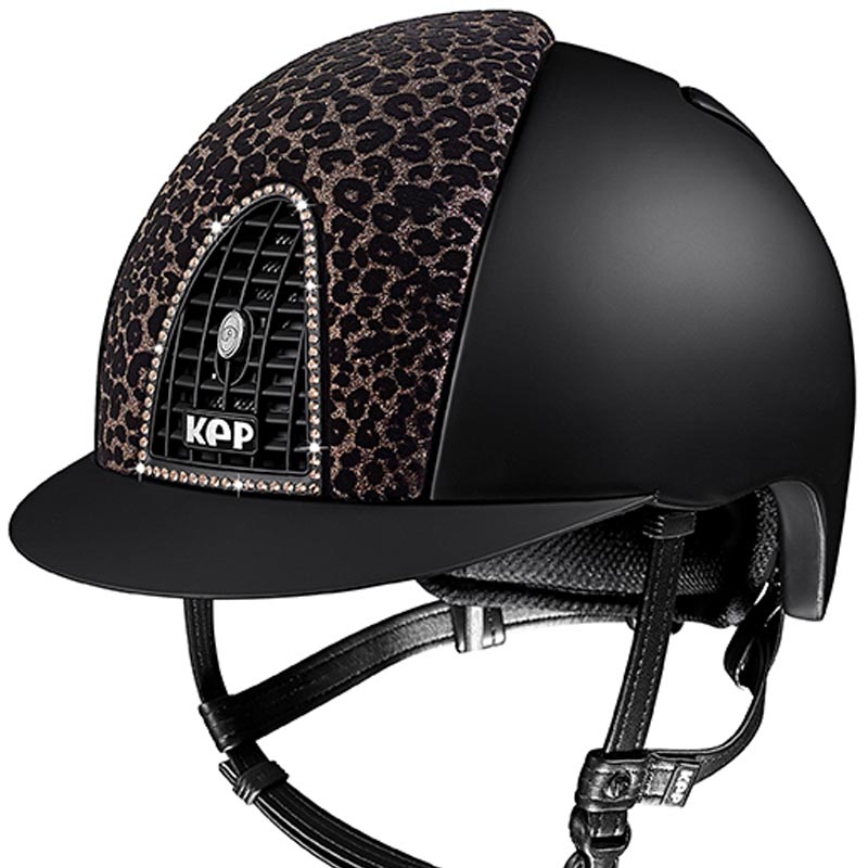 KEP ITALIA HELMET CROMO TEXTILE BLACK VELVET BABOON AND SWAROVSKI