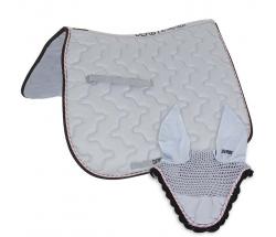 SET ENGLISH SADDLE PAD DERBY WITH CORDS WITH MATCHING BONNET - 8172