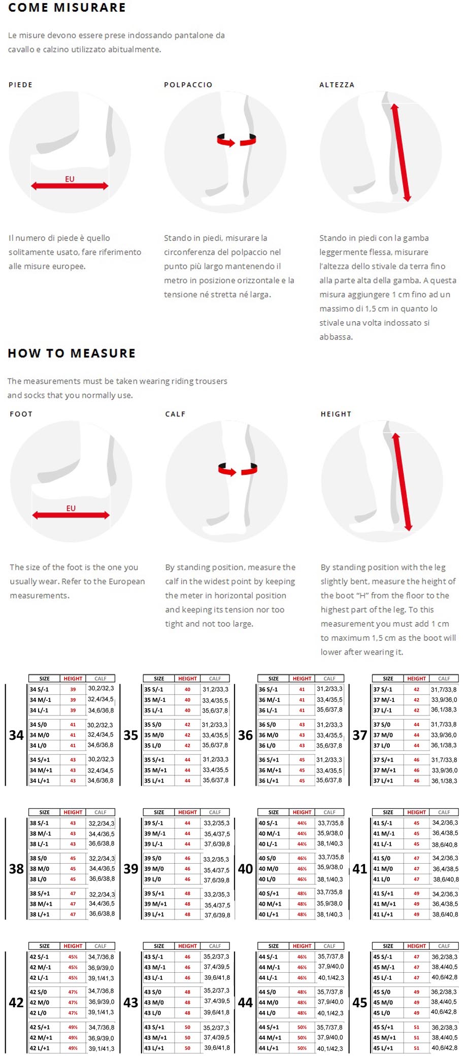 Ego7 Size Chart