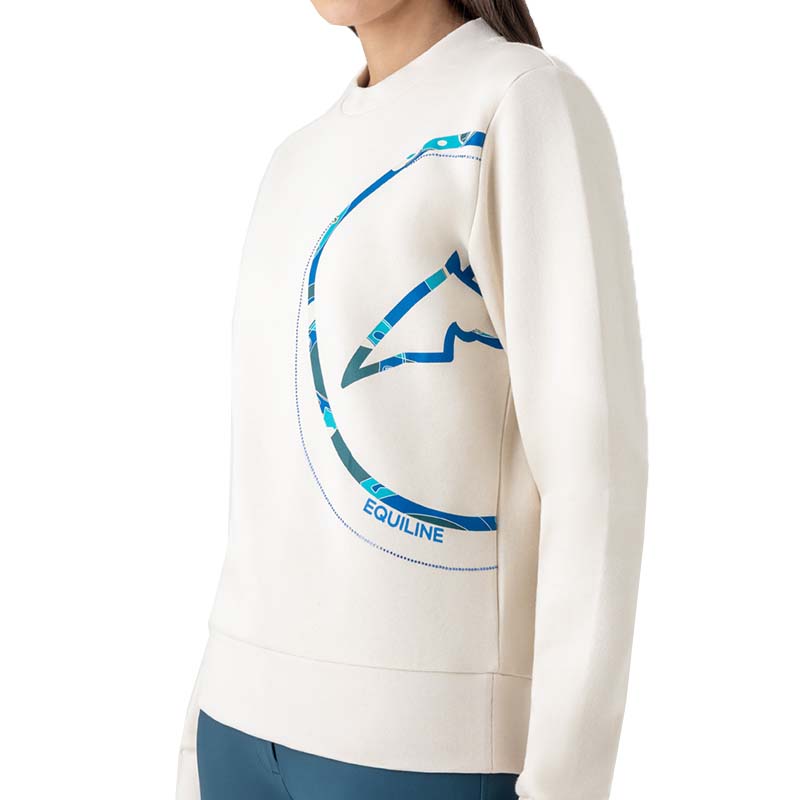 Equiline women’s Crew neck Sweatshirt model Ezzy in brushed fleece