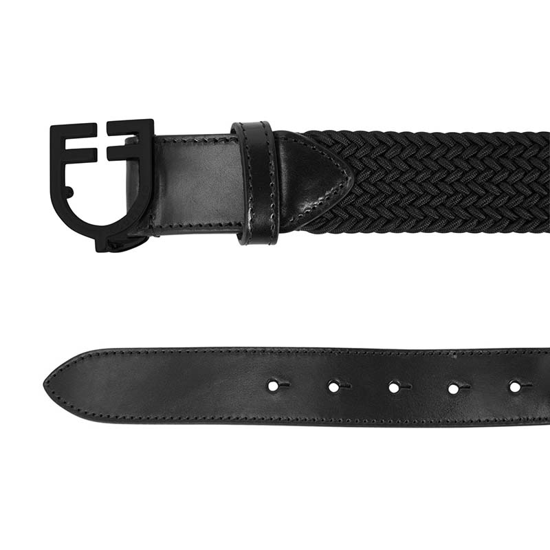 Equestro Unisex Braided Elastic Belt with Logo Buckle - 9475