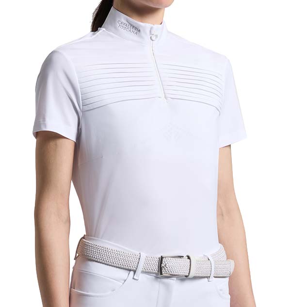 Women Short Sleeve Competition Polo Cavalleria Toscana - pleated detail - 9555