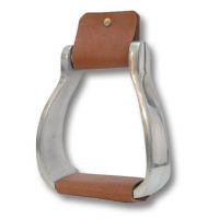 ALUMINUM WESTERN STIRRUPS WITH LEATHER COVERED PLATFORMS