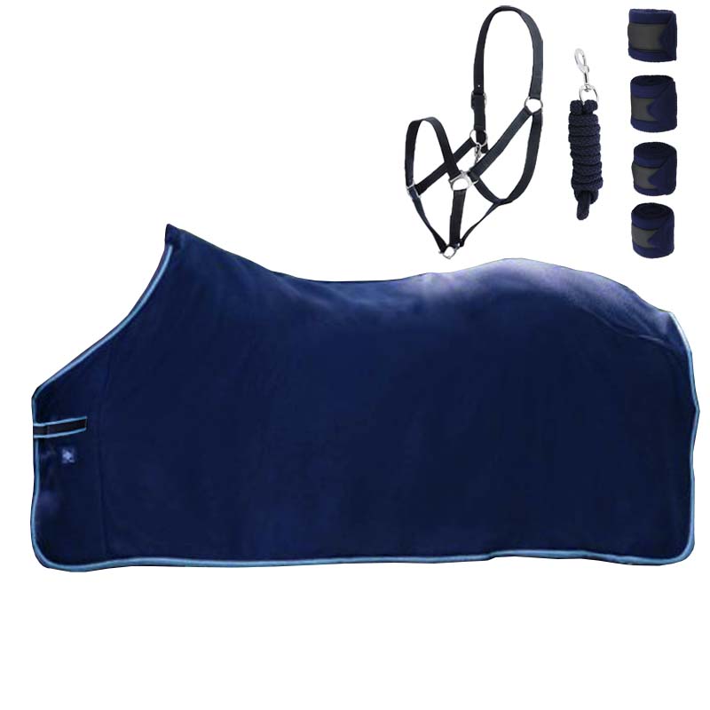 Horse fleece rug with accessories - full set w/polo bandages, lead rope and headcollar